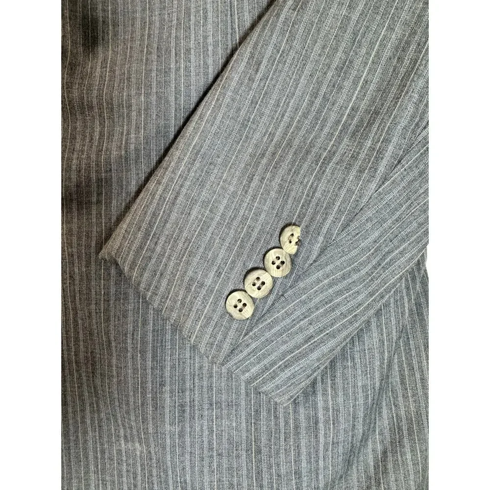 1970s VTG Aquascutum London Gray Pinstripe Two Piece Suit 40R 34x33 Dual Label